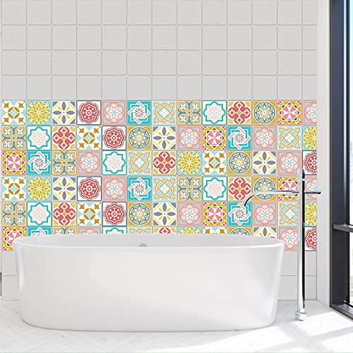 Walplus Fliesen Wand Sticker 24 Stück, Bunt, 10 X 10 X 0.02 CM