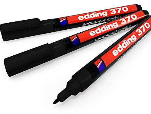 edding 370 Permanentmarker, 1 mm Rundspitze, (Schwarz, 3 Stifte)