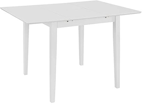 vidaXL Gummiholz Massivholz Esstisch Esszimmertisch Küchentisch Speisetisch Ausziehtisch Holztisch Tisch Esszimmer Küche Weiß MDF Ausziehbar 80-120 cm
