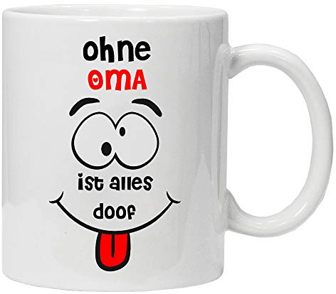 Acen Merchandise Ohne OMA ist Alles doof - Fun Keramik Tasse Kaffee Tee Becher – Perfekt Valentines/Ostern/Sommer/Weihnachten/Geburtstag/Jahrestag Geschenk