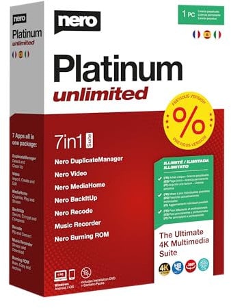 Nero Platinum Unlimited | Edition vidéo | Sauvegarde | Gérer et lire les médias | 8K | Photos | Musique | Réglage PC | Windows 11 / 10 / 8 / 7