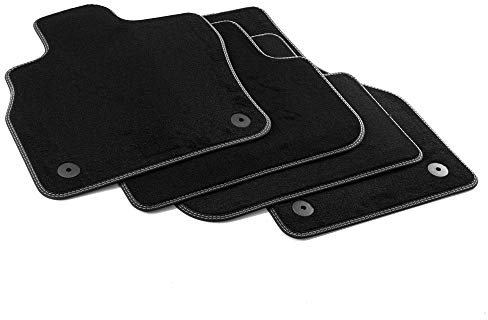 MDM PRO-7989 Fußmatten für Audi Q3 II (F3) 2018>, Passgenau Velours Kunstlederkanten und doppelten Steppnaht Chromnähte