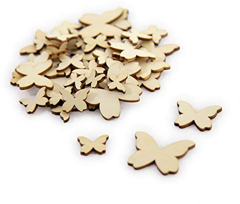 Oblique Unique® 50 Holz Schmetterlinge Holzdeko Tischdeko Streudeko Dekoration für Ostern Geburtstag JGA Hochzeit Feier Party Basteln Echtholz