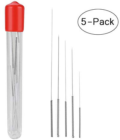 Goshyda Agujas de Limpieza de boquillas de Impresora 3D, 5 Piezas 0.2mm 0.3mm 0.4mm 0.5mm 0.6mm Boquilla de Acero Inoxidable Kit de Agujas de Limpieza Herramienta para Impresora 3D