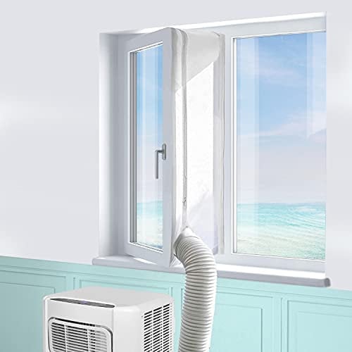 Air Conditioner Window Seal, Machine-YA Window Seal for Portable Air Conditioner and Tumble Dryer, Works with Every Mobile Air-Conditioning Unit, Air Exchange Guards With Zip and Hook Tape (300CM)