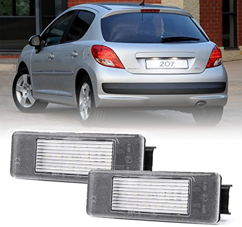 NJSSJD 2 x LED-Kennzeichenbeleuchtung 12 V Weiß SMD Auto Styling Lampe für Peugeot 106 1007 207 307 308 3008 406 407 508 806 Expert II Citroen C2 C3 C4 C5 C6 DS3 Berlingo