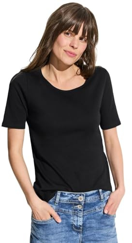 Damen Basic T-Shirt mit Rundhals in Unifarbe