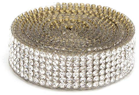 DEWIN Strassband, Strass Kristallglas Mesh Banding Applikation zum Aufbügeln Hochzeit/Geburtstag Kleid Schuhe Trim 1m (Silber)