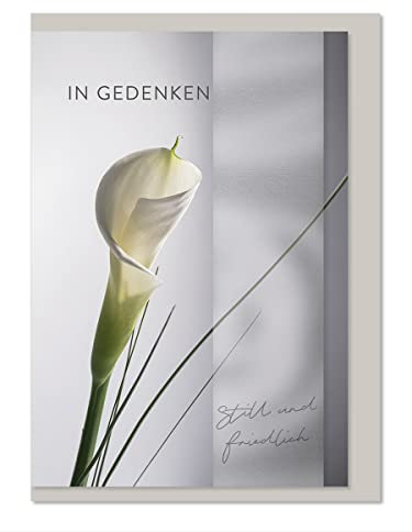 Trauerkarte In Liebe / In Gedenken- still und friedlich- Cala/mit Trauerband