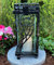 Garten Paradies Handmade Grablampe Laterne Grablicht 33 cm H. mit Herz Motiv Grablicht Kerze Grabkerze Grabdekoration Grabschmuck Neue Model incl. Kerze, Schwarz - Silber