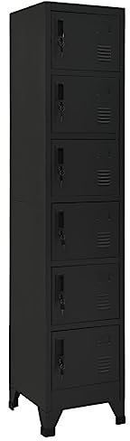 vidaXL Schließfachschrank Spind Schrank Umkleideschrank Metallschrank Fächerschrank Aktenschrank Büroschrank Lagerschrank Schwarz 38x40x180cm Stahl