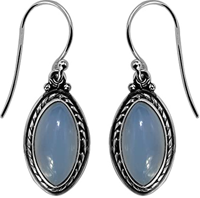 25,10 CT Chalcedon Damen-Ohrringe aus 925 Sterling Silber handgefertigt, Sterling Silber Stein, Chalcedon