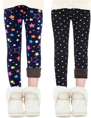 Domee Leggings Térmicos Pantalones Invierno Forro Polar Niña Pack de 2