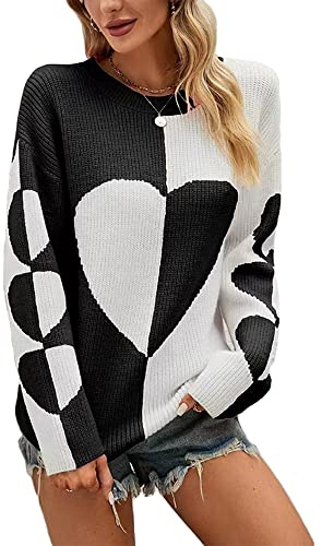 Jersey Mujer Invierno Suéter para Mujer Sueter de Moda Manga Larga Originales Redondo Oversize Elegante Pullover Jerseys Navidad Mujer