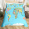 Homewish World Map Duvet Cover Double Multicolored Bedding Set 3D Geography Blue Ocean Bedroom Decor Comforter Cover America Europe Asia Africa Quilt Cover
