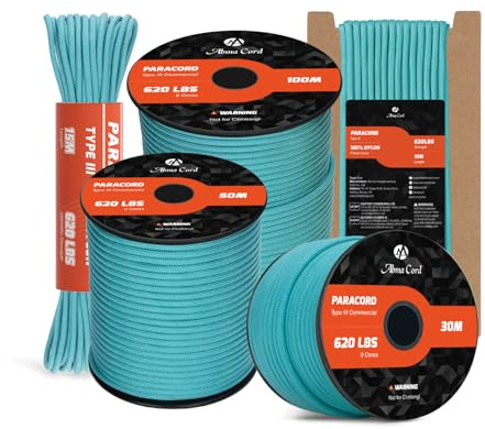 Abma Cord Paracord 620lbs 4mm 100M 100% Nylon Seil Typ 3 Schnur mit 9 Kern