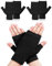 MELLIEX 2 Paar Fingerlose Handschuhe, Pulswärmer Daumenloch-Handschuhe Fäustlinge Fingerlose Armstulpen, Schwarze