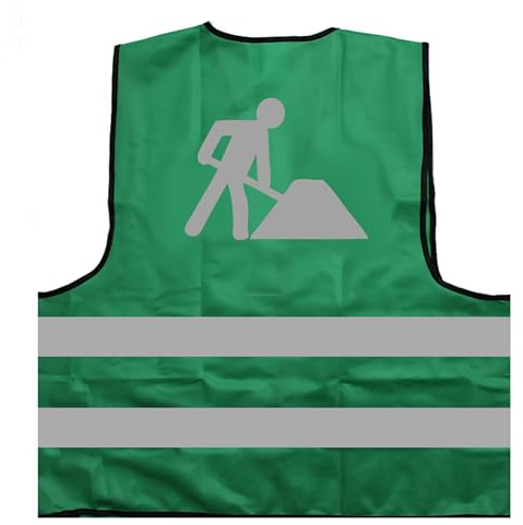 Baustelle Bauarbeiter Verkleidung Kostüm Karneval Fasching Warnweste BZW. Signalweste mit reflektierendem Aufdruck ID: 1076
