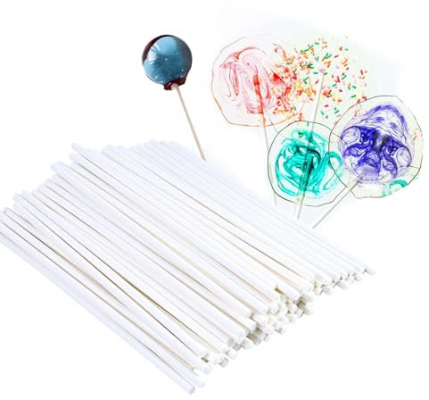 ZYDYRX 100 Piezas Palitos Papel Piruletas Juego Palitos Tarta Palitos Caramelo Blanco 15CM Palitos Papel Piruletas Calidad Alimentaria Para Tartas Galletas Caramelos