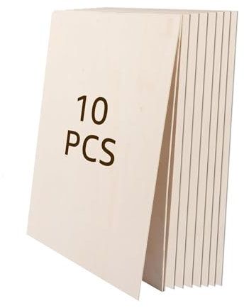 FWEEK 10 pezzi A3 pannello di compensato 3mm, 420x300mm A3 fogli di compensato, A3 compensato Pannello di compensato non finito compensato di pioppo per la lavorazione del legno fai da te