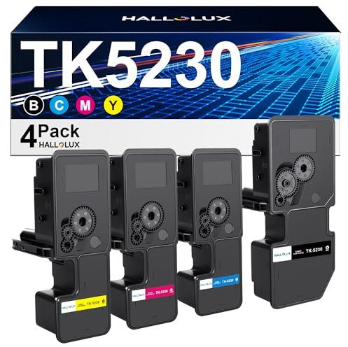 HALLOLUX TK5230 TK 5230 Kompatibel für Kyocera Ecosys P5021cdn Toner M5521cdw M5521cdn P5021cdw P5021 M5521 TK-5230K TK-5230 TK-5230C TK-5230Y TK-5230M (Schwarz Cyan Gelb Magenta, 4er-Pack)