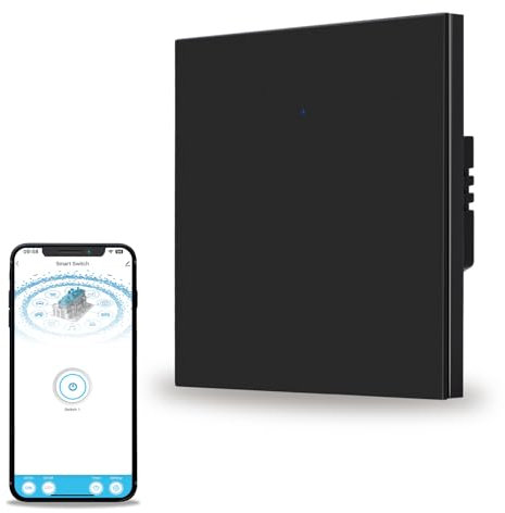 JIMEIDA Smart Alexa Lichtschalter Unterputz Schwarz Wippschalter mit Status-LED Smart Lichtschalter Kompatibel mit Smart life APP,Alexa, Google Home,1 Gang