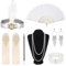Yamitora 7 Teiliges 20er Jahre Kostüm Damen Accessoires 1920er Accessoires Damen, Halloween Karneval Kostüm Damen Accessoires mit Stirnband Handschuhen Halskette