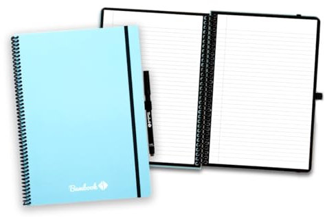 BAMBOOK Colourful Notizbuch - Blau - A4 - Liniert - Wiederverwendbares Notizbuch, Notizblock, Reusable Notebook, Löschbares Whiteboard-Notizbuch