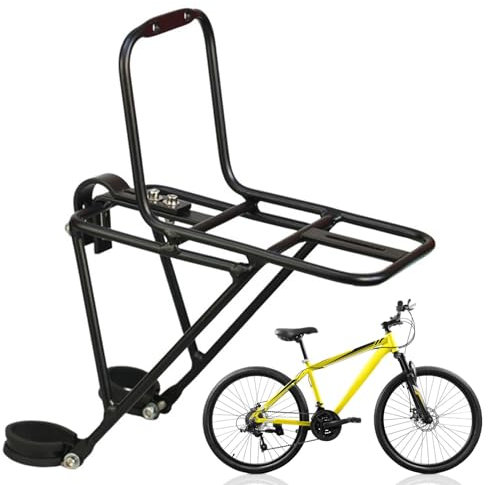 Porte-bagages avant en aluminium pour VTT, pour vélos avec freins à disque, fixation à la fourche avant, structure triangulaire amovible pour la stabilité, pinces universelles