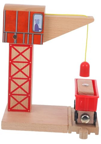 MOLUCKFU und Zug Kran Set Holz Kran Gebäude Zug Zubehör Fantasievolle Spielset für