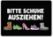 speecheese Bitte Schuhe ausziehen Fußmatte in 35x50 cm ohne Rand Fußmatte in 35x50 cm ohne Rand Schwarzer Hintergrund Weißer Text Bitte Schuhe Ausziehen Mit Brauner Stiefel-Motiv für