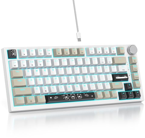 SbocKeeb Tastiera meccanica con guarnizione al 75%, tastiera RGB meccanica cablata personalizzata TKL al 75% sostituibile a caldo con cuscinetti fonoassorbenti, QWERTY americana programmabile