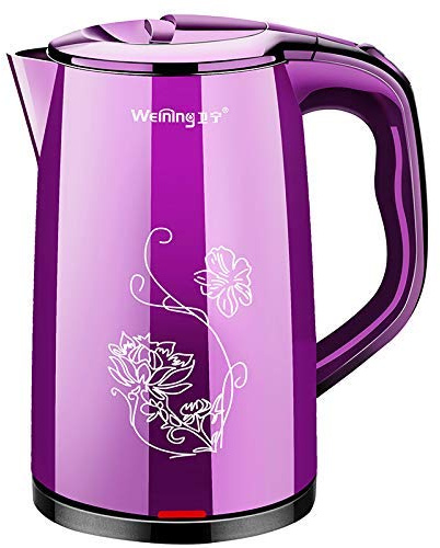 USMCPQVXN Portable Electric Kettle Stainless Steel Electric Kettle 2.2L Large-Capacity Double-Layer Quick Boil Tea Kettle-Scalding Insulation Jug/Purple/Purple