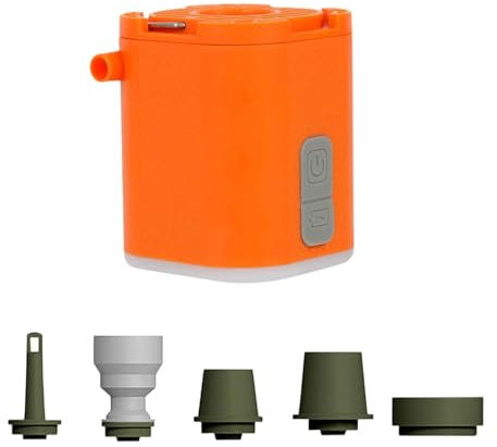 perfk Pompe à air Portable sans Fil avec 5 Buses compacte Multifonction 2 x 1,8 x 1,7 Pouces par USB pour flotteurs de Piscine légers, Orange