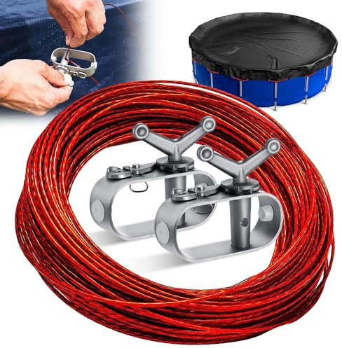Drahtspannseil für Poolplanen, Spannseil 2 mm Länge 30 m mit 2 Stück Spannschloss für Seil Poolabdeckung, Spanndrahtseil für Poolplanen Planen Markisen Autoabdeckungen