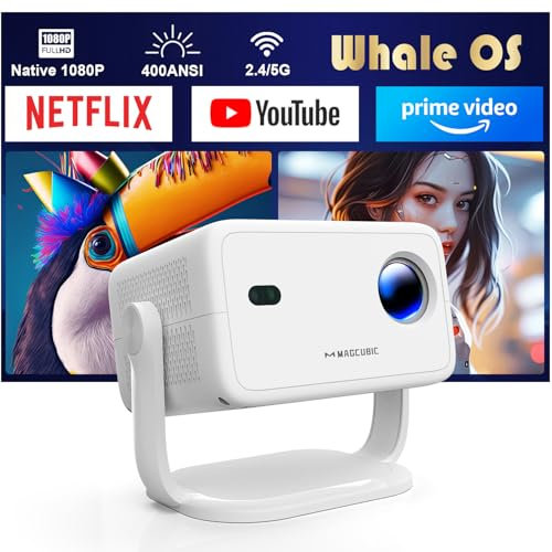 Magcubic Videoprojecteur 4K Android 13 avec Diverses Officielles TV Apps, 1080P Natif Projecteur avec Wifi6 BT5.2, Auto Mise au Point Auto Correction Trapézoïdale Cinéma Projecteur