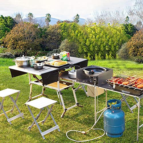 XNXYSMKJ Klappbarer tragbarer Grilltisch mit 37-Zoll-Haupttischplatte, Schnellaufbau aus Aluminium, Outdoor-Küchen-Essenszubereitungsstation für Picknick-Camping (Package 5)