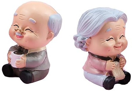 Warmhm 2pezzi Decorazioni Per Torta Figurine Di Anziana Per Feste Matrimoni e Anniversari