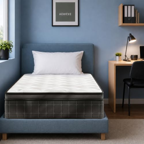 ELEMUSE Firm Mattress Single 10.6 inch, 3FT Memory Foam Pocket Sprung Mattress Single Bed, with OEKO-TEX Certified(90x190x27cm)