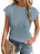 Gemulate Womens Tops Women's t-Shirts Trendy Dressy Blouses for Women UK Elegant Smart Casual Tshirts Short Sleeve Blouses Lake Blue M