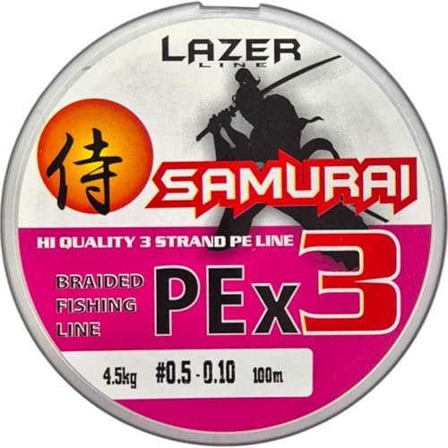 LAZER LINE Angelschnur Geflochten PE X3 100m Dia 0,10mm Test 4,5kg - Geflochtene Schnur 3fach - Angelsehne - Braided Fishing Line - Rundgeflochtene Angelschnüre - Angeln auf Karpfen Hecht Barsch Wels