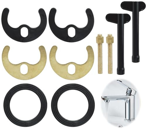 FunWorth Monobloc Tap Fixing Kit – 10pcs Faucet Basin Washer Tool Brass Mixer Tap Fitting Set for Basin & Sink Tap Clamp Bracket Replacement