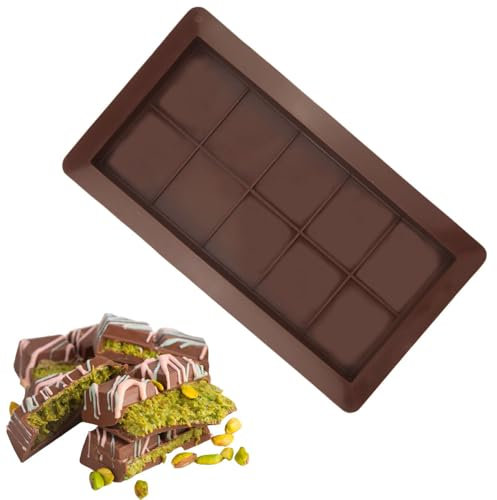 1 Pièces Moule Tablette Chocolat en Silicone, Moule Chocolat Profond Antiadhésif, Moule Tablette Chocolat Dubai pour Fourrer les Pistaches et les Bonbons