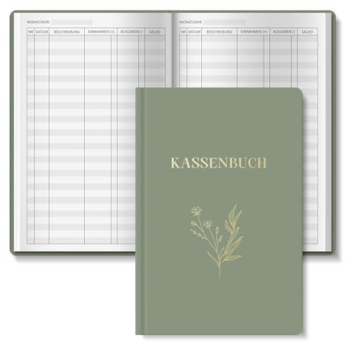 BIROYAL Kassenbuch A5 | 180°-Aufschlag - Ohne Andrücken flach öffnen | 128 Seiten Haushaltsbuch zur Finanzplaner | Budgetplaner | Kassenbücher für Kleinunternehmer und Selbständige