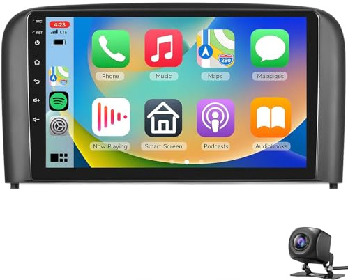 Autoradio für Vol-vo S80 1998-2006 With Carplay Android Auto 9 Zoll 1280 x 720P IPS-Touchscreen Stereo Android 14/GPS-Navigation/WLAN/32-Band DSPAudio/Bluetooth/SWC/Rückfahrkamera(Color:4 CORE 2+64G)