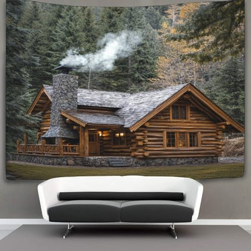 kaiyun Rustic Cottage Tapestry Bedroom Aesthetic - Indie Wall Room Decor Fireplace Chimney Wall Hanging,Wall Art 130cmx150cm