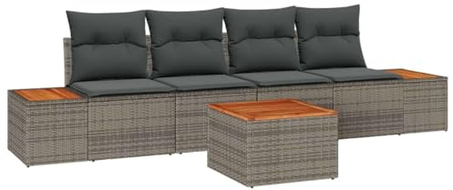 vidaXL Garten-Sofa-Set 5 STK. Grau Poly Rattan