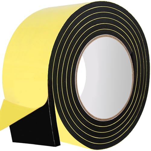 Rusoz Cinta De Espuma Adhesiva Autoadhesiva 5cm x 0.6cm x 3m, Burlete Aislante Para Puertas Y Ventanas, spuma Burlete Adhesivo de Alta Densidad Insonorizante, AnticolisióN, Resistente A La Intemperie