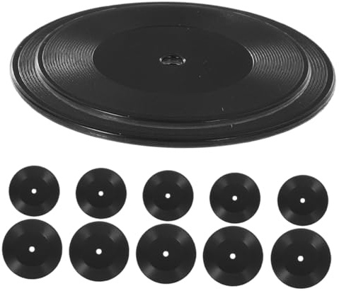 ifundom 12 Miniatur Schallplatten Modelle Schwarz Puppenhaus Zubehör Vinyl Schallplatten Miniaturmöbel Realistische Deko für Puppenhaus Miniaturlandschaft