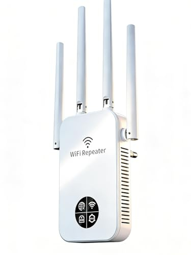 Amplificatore WLAN 1200 Mbit/s Ripetitore WiFi, 5GHz & 2.4GHz con 4 Antenne Orientabili, WPS, Modalità Ripetitore/Router/AP, Booster di Internet WiFi Compatibile con Tutti i Dispositivi WLAN